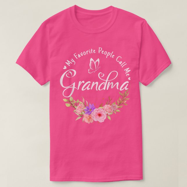 T-shirt Mes Gens Favoris M'Appelent Grandma Femmes Flower  (Design devant)