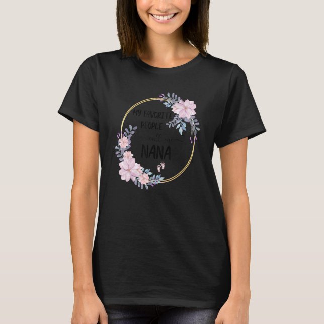 T-shirt Mes Gens Favoris M'Appelent Nana Femmes Floral Gra (Devant)