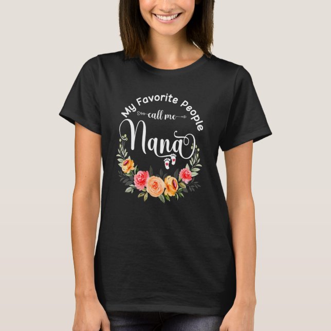 T-shirt Mes Gens Favoris M'Appelent Nana Femmes Flower Gra (Devant)