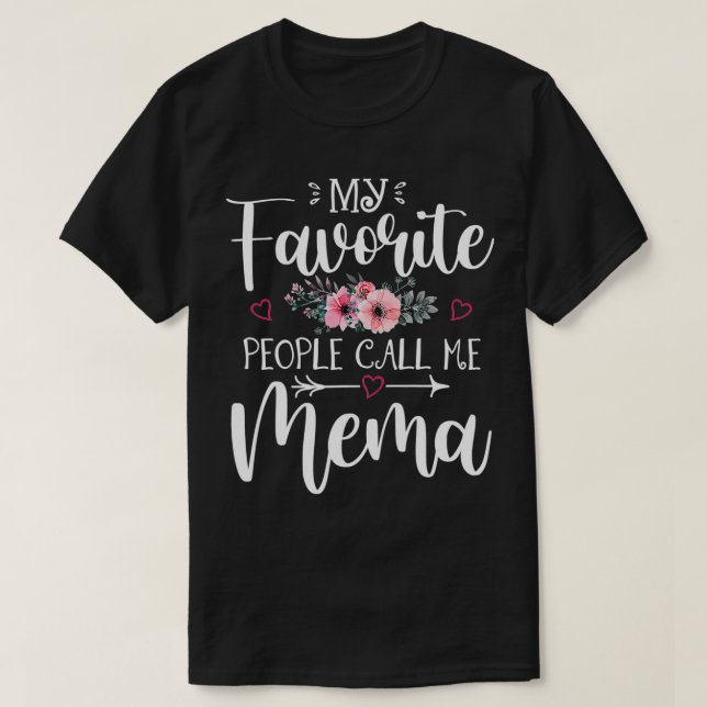 T-shirt Mes gens favoris m'appellent Mema Floral Mother's  (Design devant)