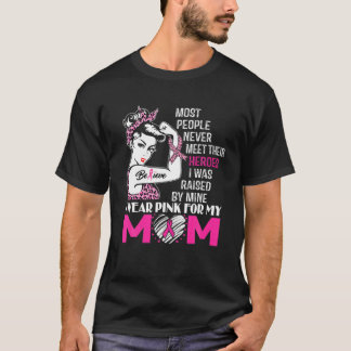 T-shirt Mes Héros Je Porte Le Rose Pour Ma Mère Cancer Du