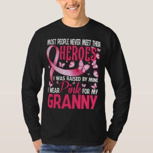 T-shirt Mes Héros Je Porte Le Rose Pour Mon Grand Cancer D