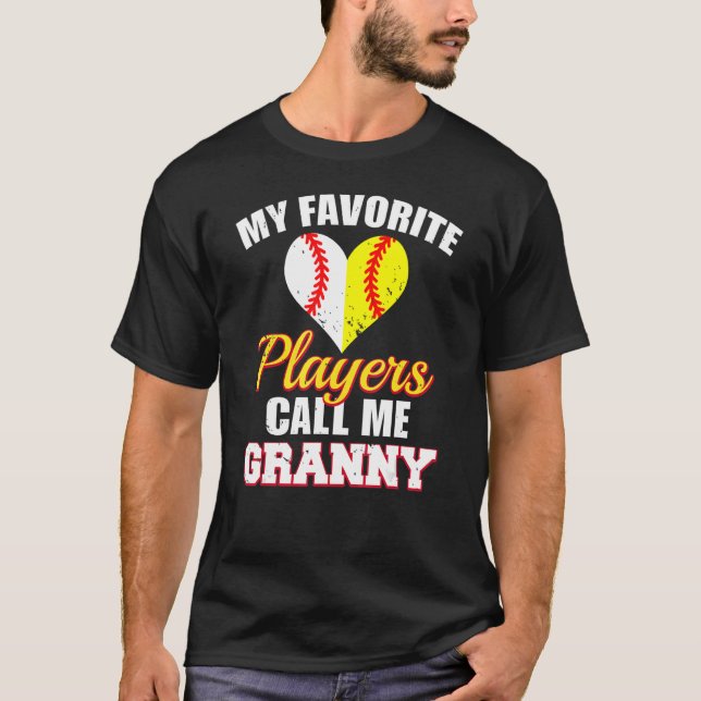 T-shirt Mes Joueurs Préférés M'Appelent Granny Baseball So (Devant)