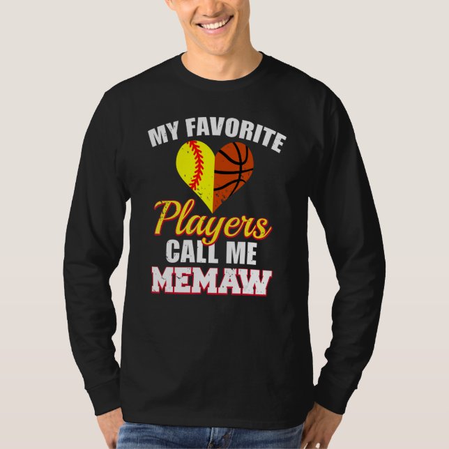 T-shirt Mes Joueurs préférés m'appellent Memaw Softball Ba (Devant)