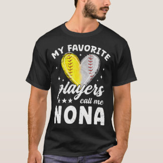 T-shirt Mes joueurs préférés m'appellent Nona Softball Bas