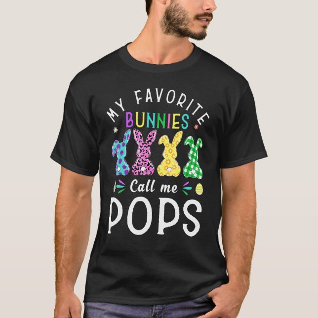 T-shirt Mes lapins préférés m'appellent Pops Bunny Egg Leo (Devant)
