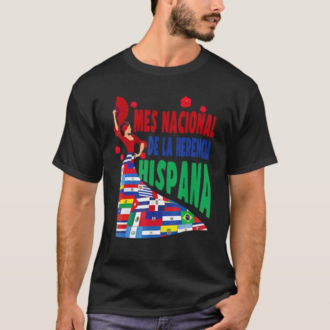 T-shirt Mes Nacional De La Herencia Hispana drapeaux Danse (Devant)