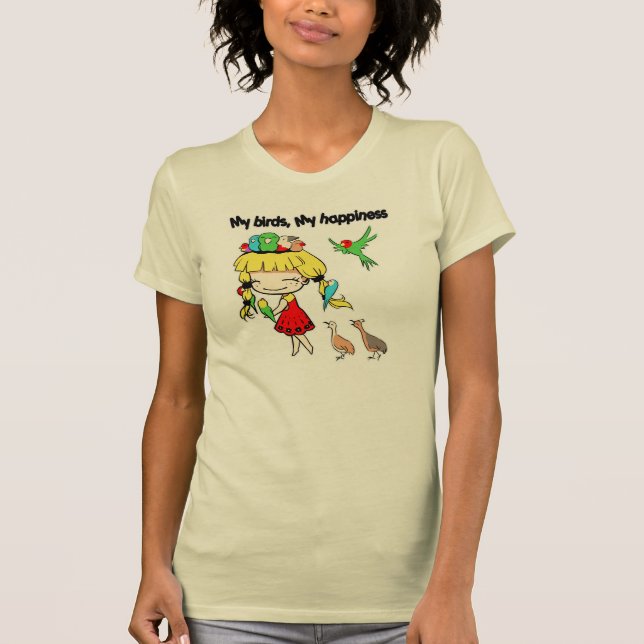 T-shirt Mes oiseaux ma bande dessinée mignonne de bonheur (Devant)