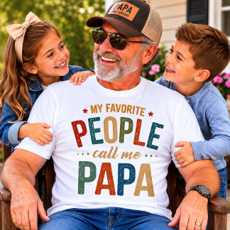 T-shirt Mes personnes préférées m'appellent Papa Rétro Vin