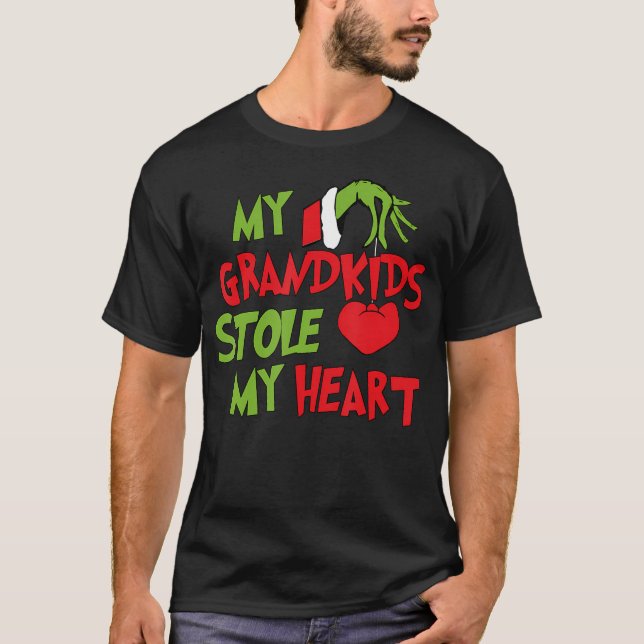 T-shirt Mes petits-enfants m'ont volé mon coeur Noël Noël  (Devant)