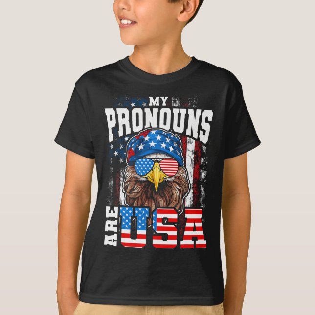 T-shirt Mes Pronononounes Sont L'Aigle Patriotique América (Devant)