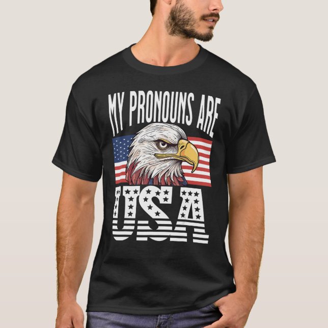 T-shirt Mes Pronononounes Sont USA Eagle Patriotique Ameri (Devant)