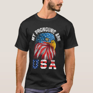 T-shirt Mes Prononounes Sont Usa Funny Eagl 4 juillet Amér