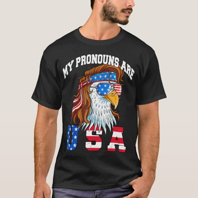 T-shirt Mes Pronounes Sont Aigle Américain Aigle 4 E De Ju (Devant)