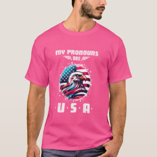 T-shirt Mes Pronounes Sont USA Eagle Drôle 4 juillet Améri