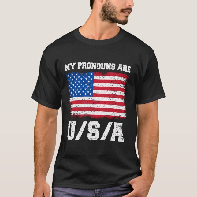 T-shirt Mes pronounounes Sont Usa Drôle 4 juillet Américai (Devant)