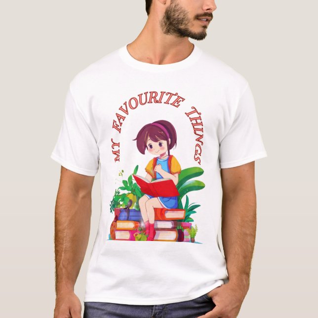 T-shirt mes trucs préférés pour les amateurs de livres (Devant)
