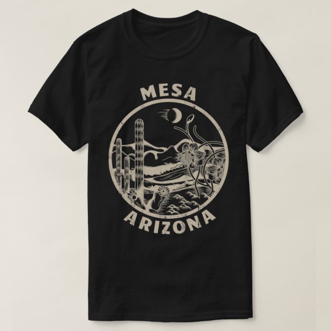 T-shirt Mesa Arizona Linocut Illustration du désert en dét (Design devant)