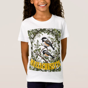 T-Shirt Mésange à tête noire du Massachusetts et Mayflower