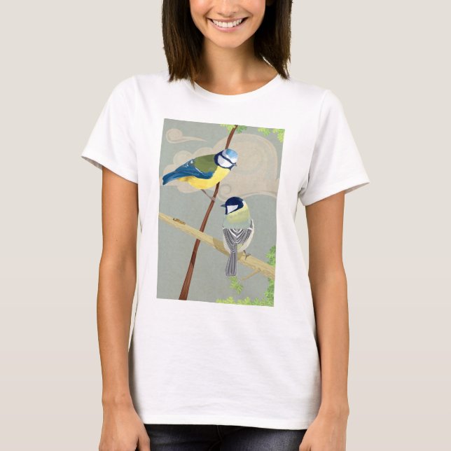 T-shirt Mésange bleue et grande (Devant)