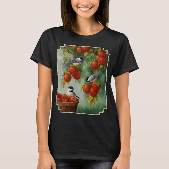 T-shirt Mésanges à tête noire dans un pommier (Devant)
