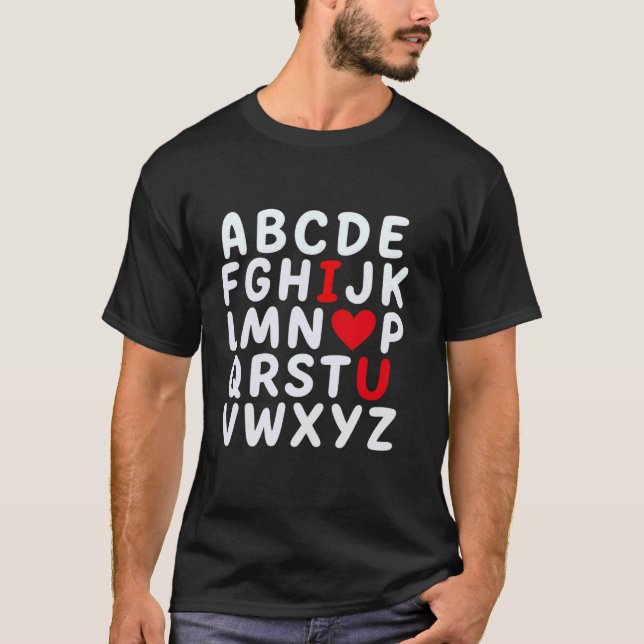 T-shirt Message Caché Alphabet Je T'Aime (Devant)