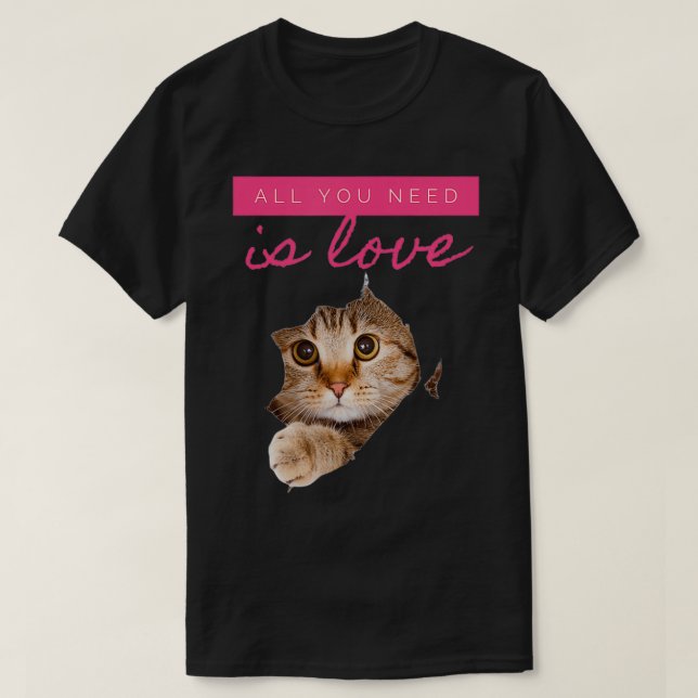 T-shirt Message d'amour Cute caché Kitten (Design devant)