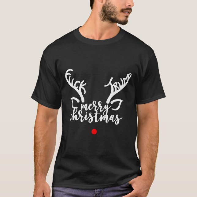T-shirt Message de Noël subtil anti-Trump caché de renne (Devant)