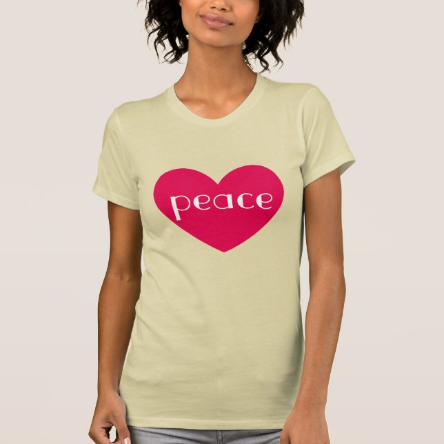 T-shirt Message de paix Coeur rose chaud mou (Devant)