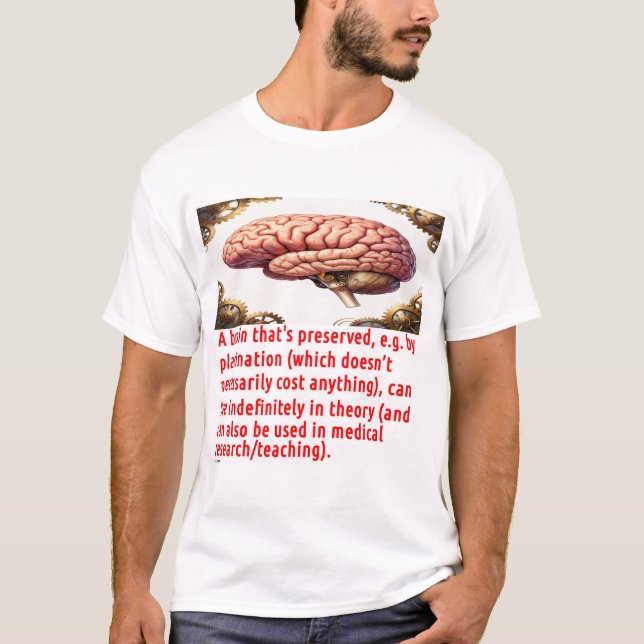 T-shirt Message de préservation du cerveau (avec engrenage (Devant)