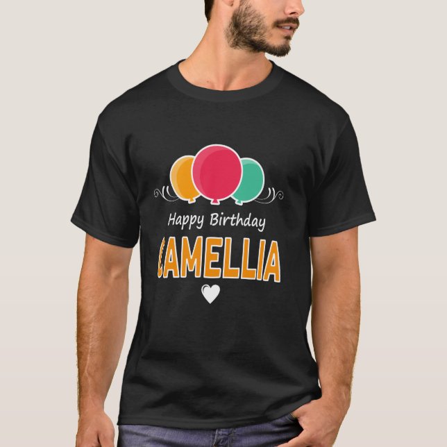 T-shirt Message Joyeux Anniversaire Camellia (Devant)