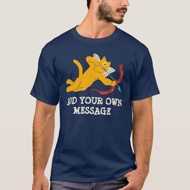 T-shirt Message personnalisé Cat Cupid Saint Valentin Grap (Devant)