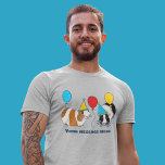 T-shirt Message personnalisé Cochons de Guinée et ballons<br><div class="desc">Créez des t-shirts personnalisés pour votre fête ou un cadeau personnalisé lorsque vous ajoutez votre propre message à ce tee graphique. Il présente de jolies illustrations de cobayes en casquettes de fête avec des ballons colorés. Votre texte apparaît sous le graphique en lettres bleu marine.</div>