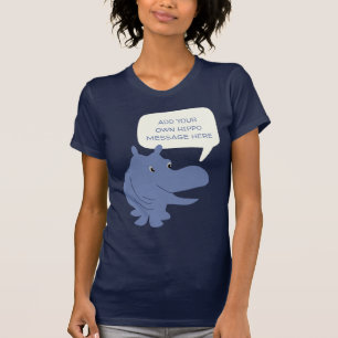T-shirt Message personnalisé Cute Blue Hippo Hippopotamus