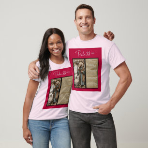 T-shirt Message Psaume - Psaume 23 - Manche Courte Rose
