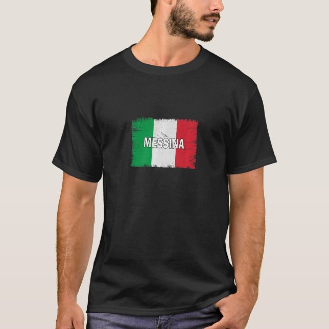 T-shirt Messine Italie Ville avec drapeau italien (Devant)