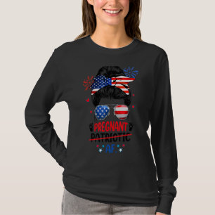 T-shirt Messy Bun 4 juillet Patriotique Af Pregna Enceinte