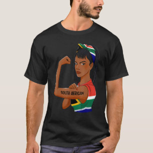 T-shirt Messy Bun Black Girl Afrique du Sud Drapeau Afriqu