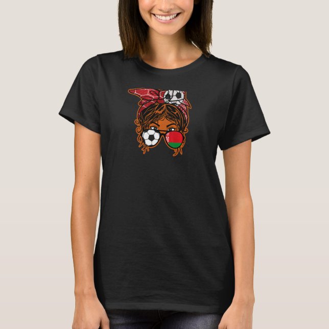 T-shirt Messy Bun Cheveux Brown peau Soccer Girl Belarus J (Devant)
