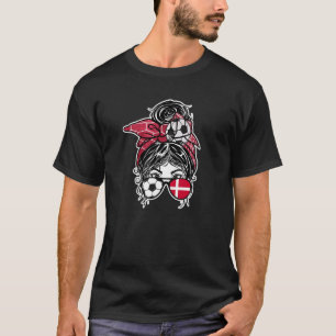 T-shirt Messy Bun Cheveux Danois Soccer Girl Danemark Jers