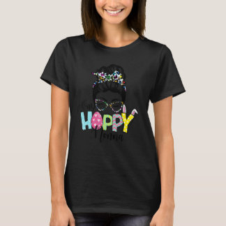 T-shirt Messy Bun Cheveux Un Hoppy Nonna Bunny Joyeux Pâqu