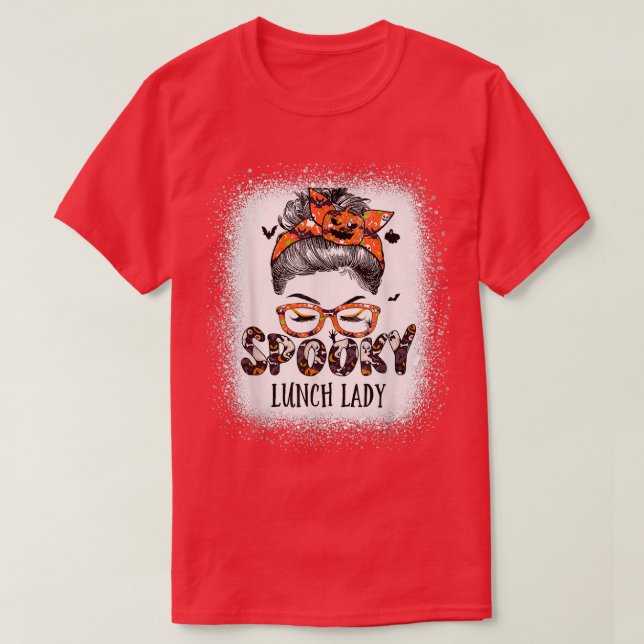 T-shirt Messy Bun Déjeuner Éffrayant Lady Bleached Hallowe (Design devant)
