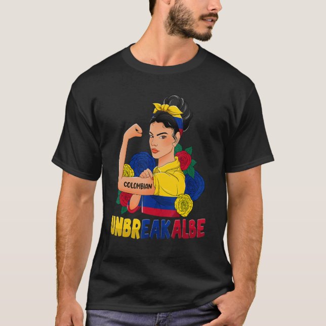 T-shirt Messy Bun Drapeau Colombien Colombie Pour Filles F (Devant)