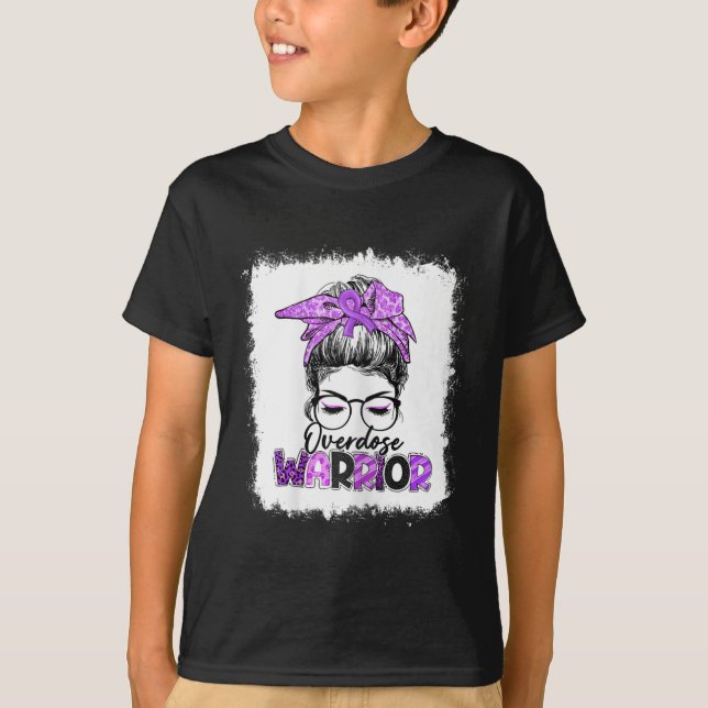 T-shirt Messy Bun Empreinte de léopard Purple Ribbon Overd (Devant)