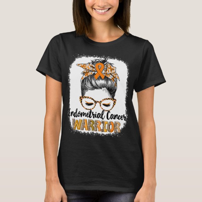 T-shirt Messy Bun Endometrial Cancer Guerrier (Devant)
