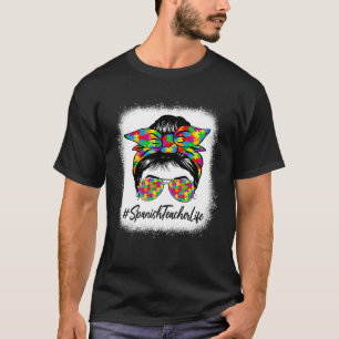 T-shirt Messy Bun enseignant espagnol soutenant l'autisme