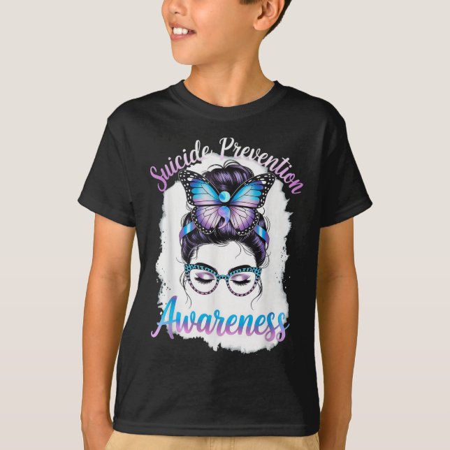 T-shirt Messy Bun Girl Suicide Prevention Mental Health Gr (Devant)