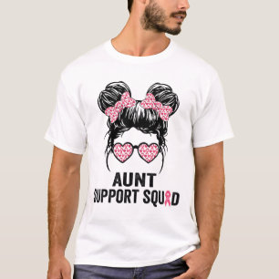 T-shirt Messy Bun Gles Tante Support Squad Cancer du Sein