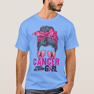T-shirt Messy Bun Hair Cancer Du Sein Messagé Avec Le Mauv