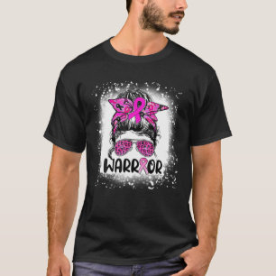 T-shirt Messy Bun Léopard lunettes guerrier Cancer du sein